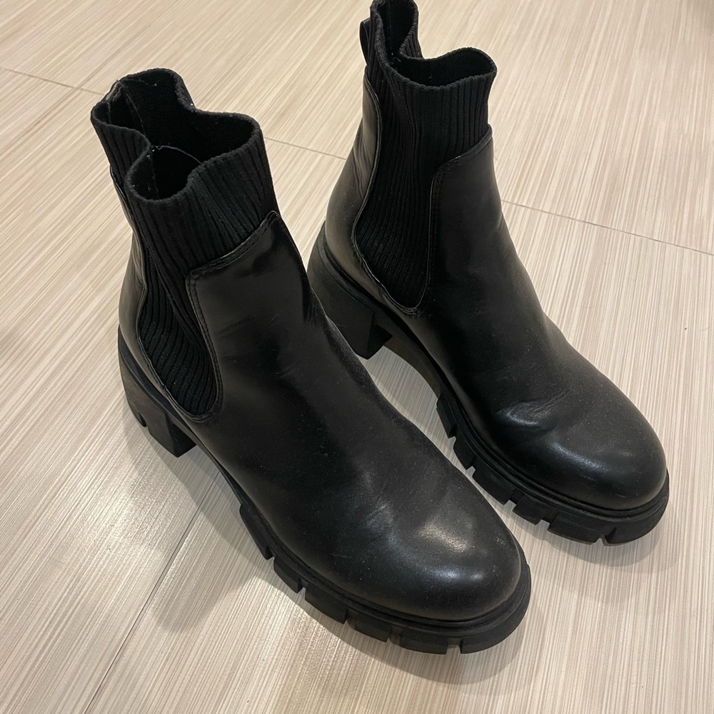 Steve Madden Black Chunky Ankle Boots